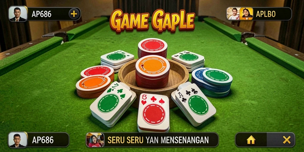 Screenshot utama AP686 menampilkan gameplay seru permainan Gaple.