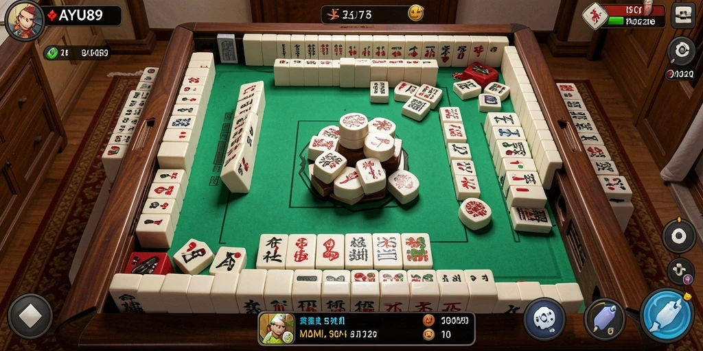 Tampilan gameplay AYU89 yang mengasyikkan dan penuh tantangan Mahjong.