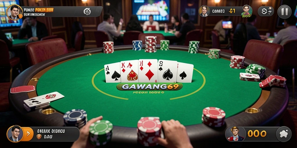 Tampilan gameplay Poker yang seru dan menegangkan di GAWANG69.