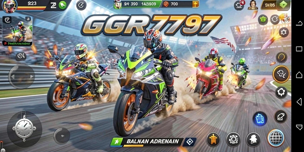 Gameplay GGR7777 yang mendebarkan saat balapan motor.
