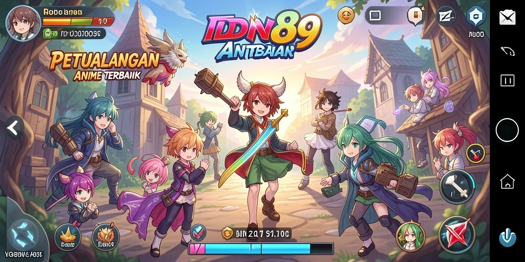 Screenshot utama IDN89 menampilkan karakter Anime dalam aksi seru.
