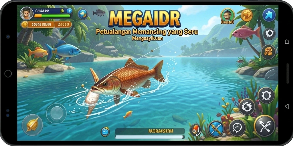 Tampilan gameplay MEGAIDR yang memukau saat memancing