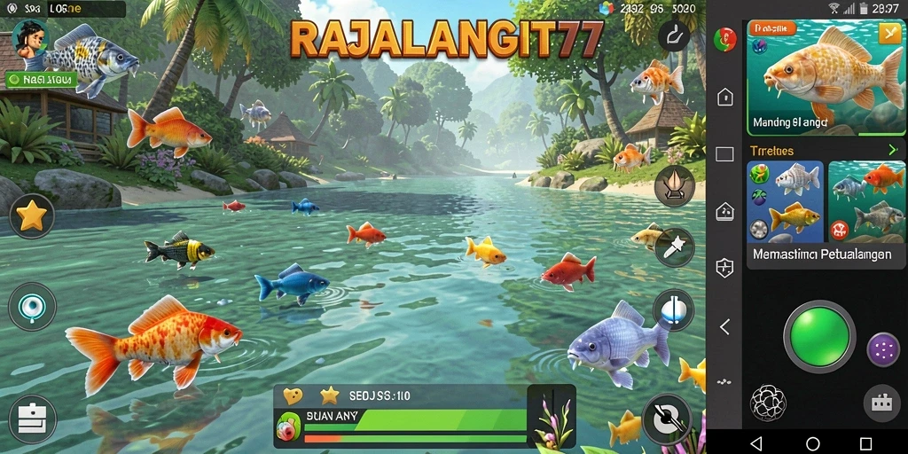 Tampilan gameplay memancing yang menarik dalam RAJALANGIT77.